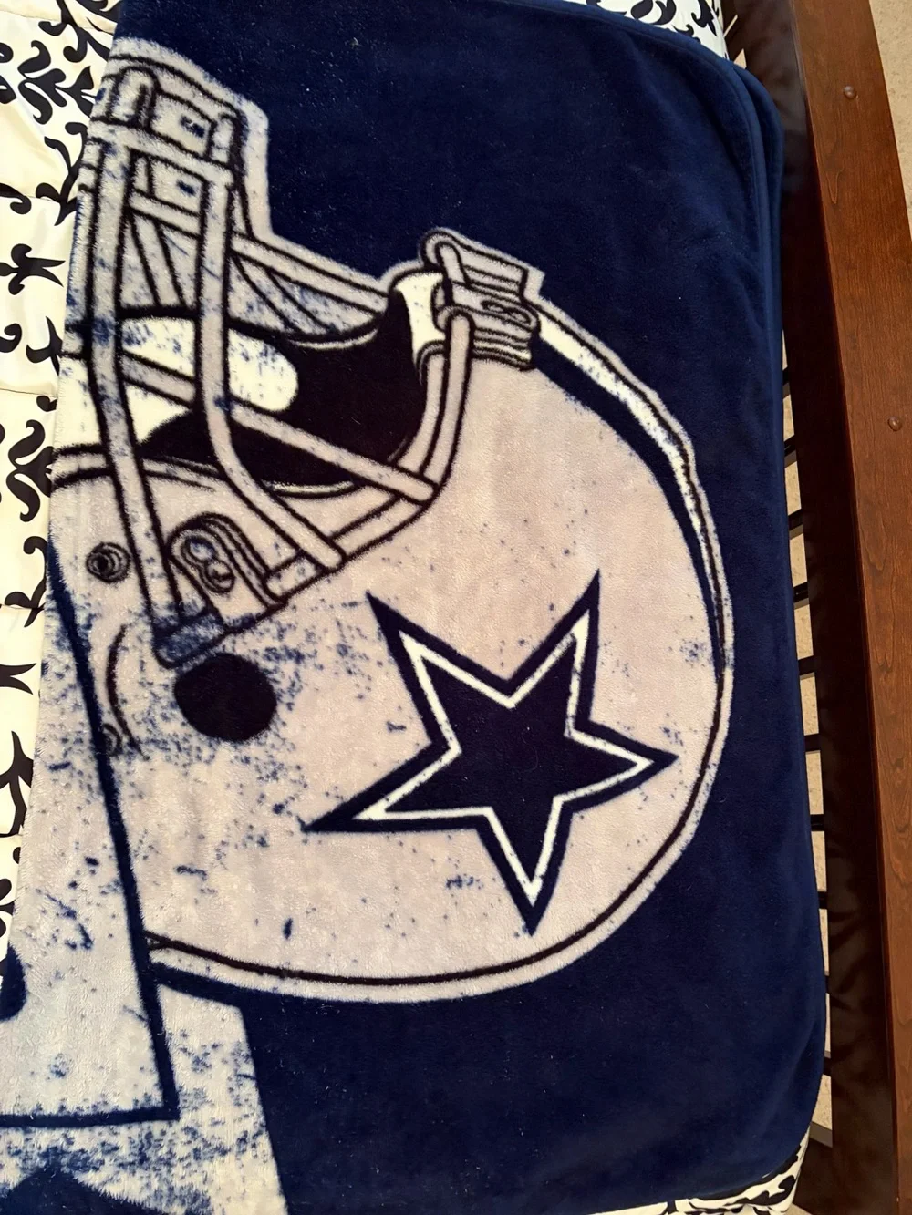 Navy and White Plush Dallas Cowboys Blanket
